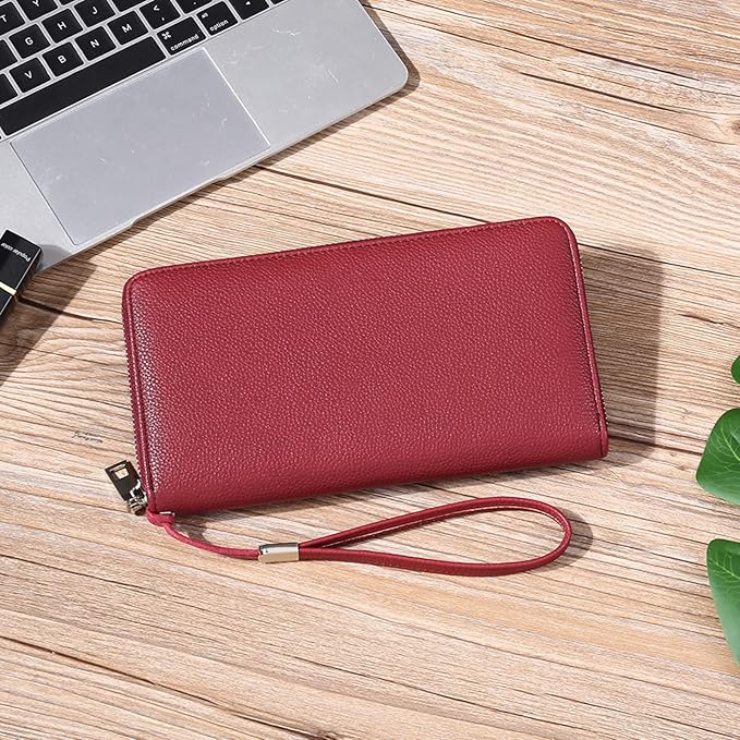 GOIACII Womens Wallet RFID Blocking Leather Zip Around Wallet Large Capacity Long Purse Credit Card Clutch Wristlet | RFID Blocking, Zip Around, Large Capacity, Long, Credit Card, Clutch