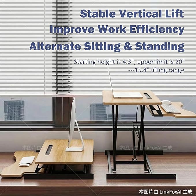 Standing Desk Converter 32" - Sit to Stand Desk Converter for Dual Monitors - Height Adjustable Desk Riser for Standing - Home Office & Corporate Use - Relieve Back Pain (Natural)
