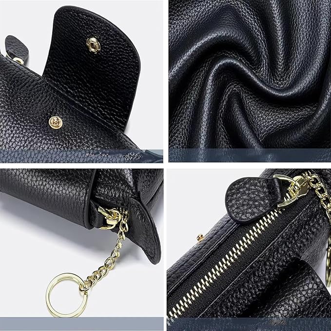 SENDEFN Small Leather Women Coin Purse, Women's Keychain Zipper Pocket Pouch Wallet