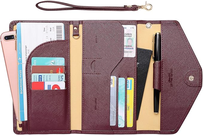 ZOPPEN Passport Holder Women Travel Wallet (Ver.5) for Women Rfid Blocking Passport Cover Case Document Organizer Wrist Strap