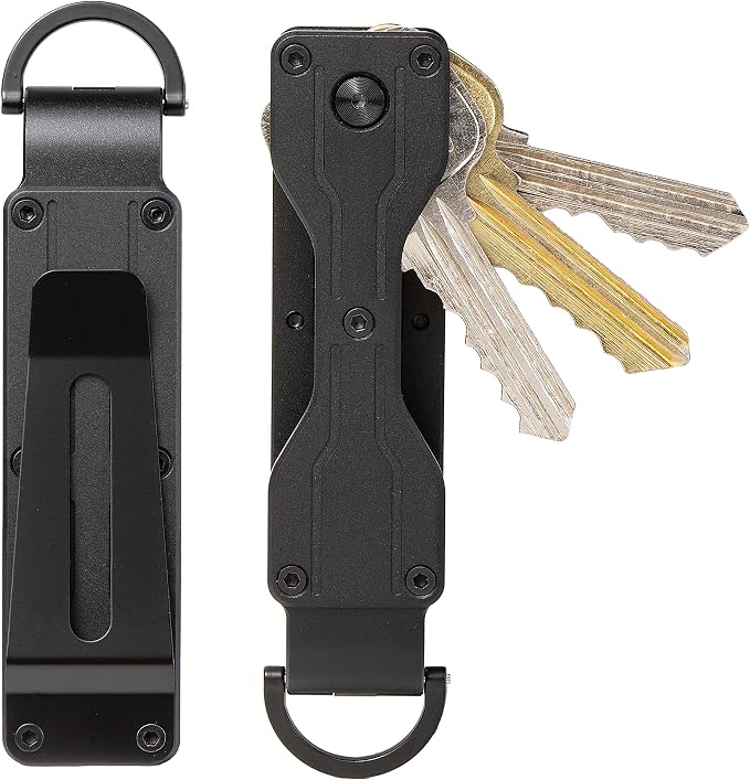 Compact Metal Key Organizer Minimalist Key Holder Secures 1-5 Keys | Durable solid metal key case, slim pocket design, safely holds up to 5 keys, lightweight portable daily keychain accessory
