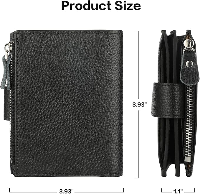 Lavemi Small Compact Women Wallet RFID Blocking Genuine Leather Bifold Purse with ID Windows