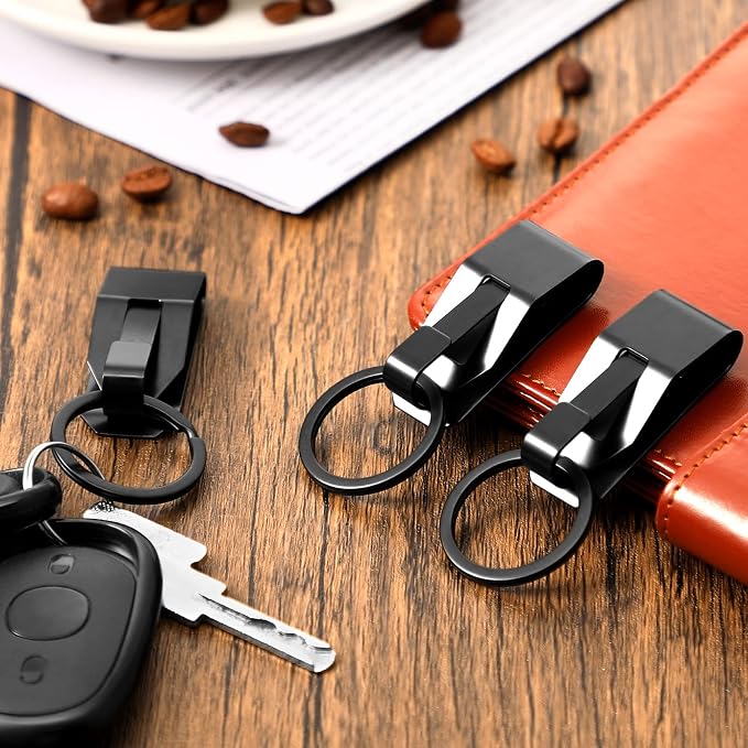 Threan 8 Pcs Duty Belt Key Holder Tactical Stealth Belt Key Clip Metal Keyring Holder for Men Police Law Enforcement