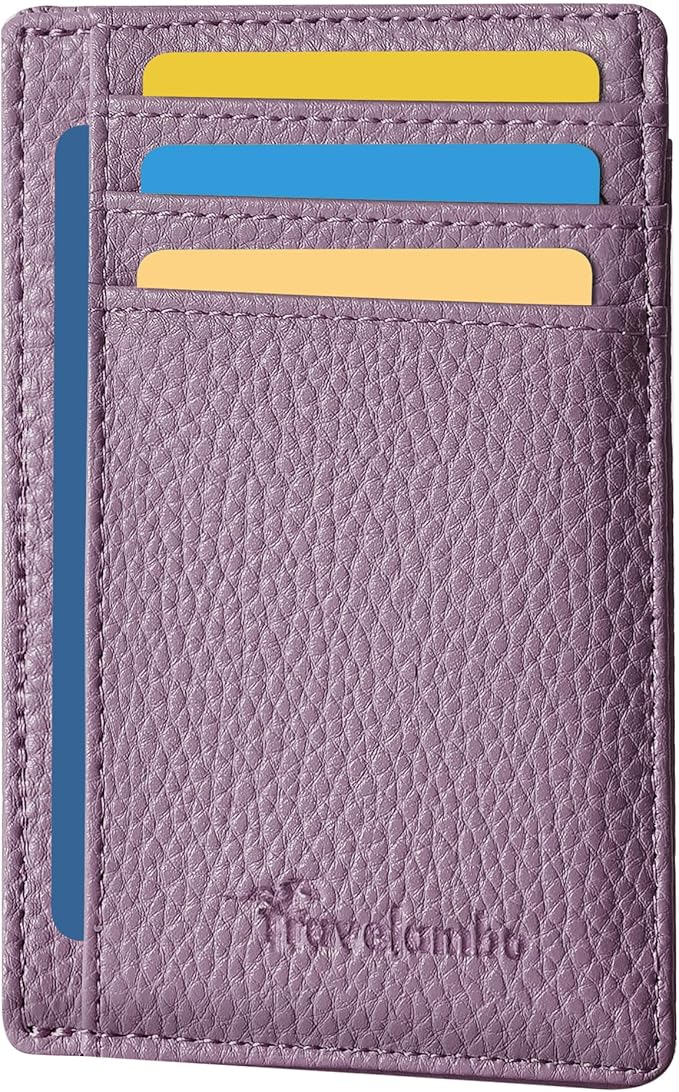 Travelambo Front Pocket Minimalist Leather Slim Wallet RFID Blocking Medium Size