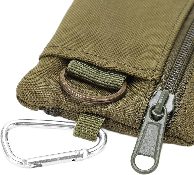 Mini Size EDC Utility Pouch Bags, Molle Pouch with Carabiner, EDC Pocket Organizer, Mini Molle Pouch Wallet for Biking Camping