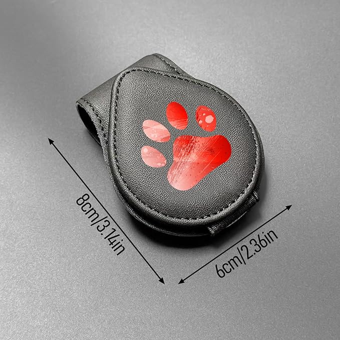 Cute Footprints - Car Sunglass Holder, Magnetic Leather Eyeglass Hanger Mount Clip Holder for Car Visor Accessories