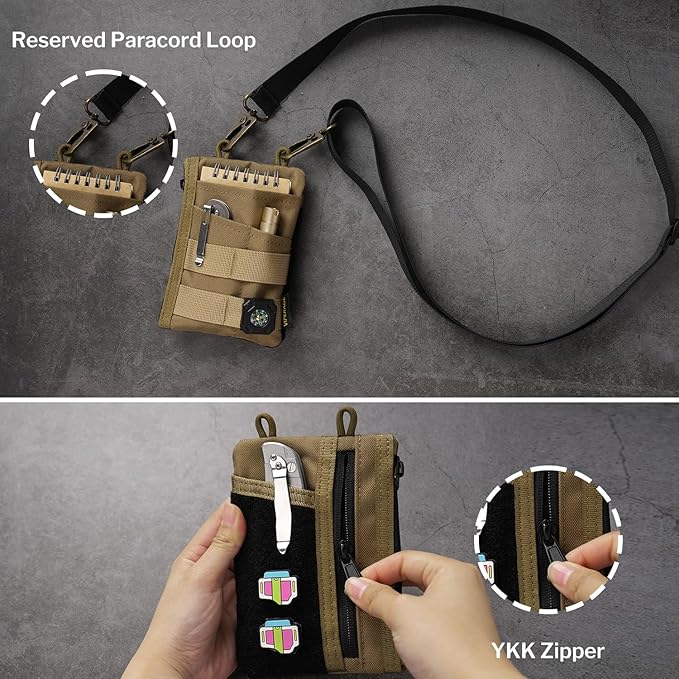 VIPERADE VE18 EDC Pouch, Pocket Organizer for Men, EDC Pocket Organizer, 3 Slots with 2 Zipper Pockets, Multitool Pouch