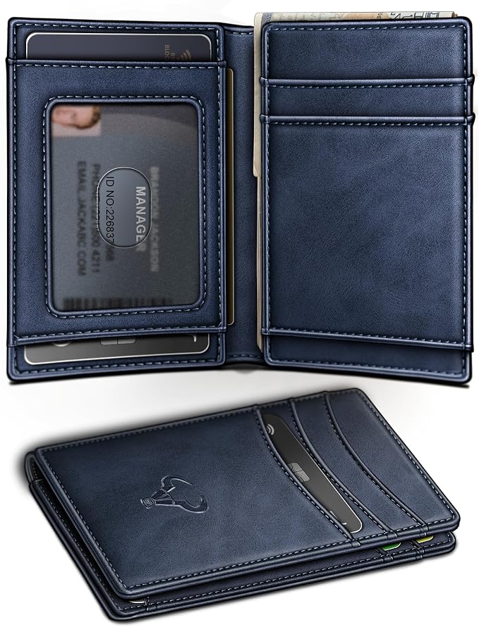 BULLIANT Slim Wallet For Men 12Cards,Magnetic Flip Build-in Money Clip Airtag Compatible-RFID Blocking