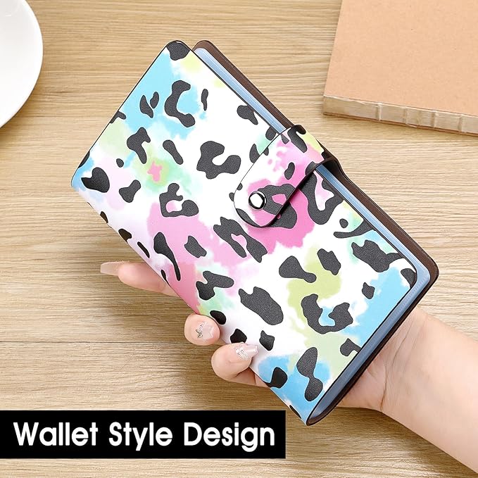 RFID Credit Card organizer, Business Card holder with 96 Card Slots, Gift Card Case for Managing Your Different Cards and Important Documents to Prevent Loss or Damage (Leopard Print)