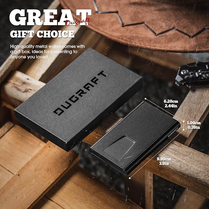 DUGRAFT Card Wallet for Men, Minimalist Credit Card Holder, Small Thin Mens Slim Wallet RFID, Metal Pop Up RFID Blocking Compact Wallet for Men