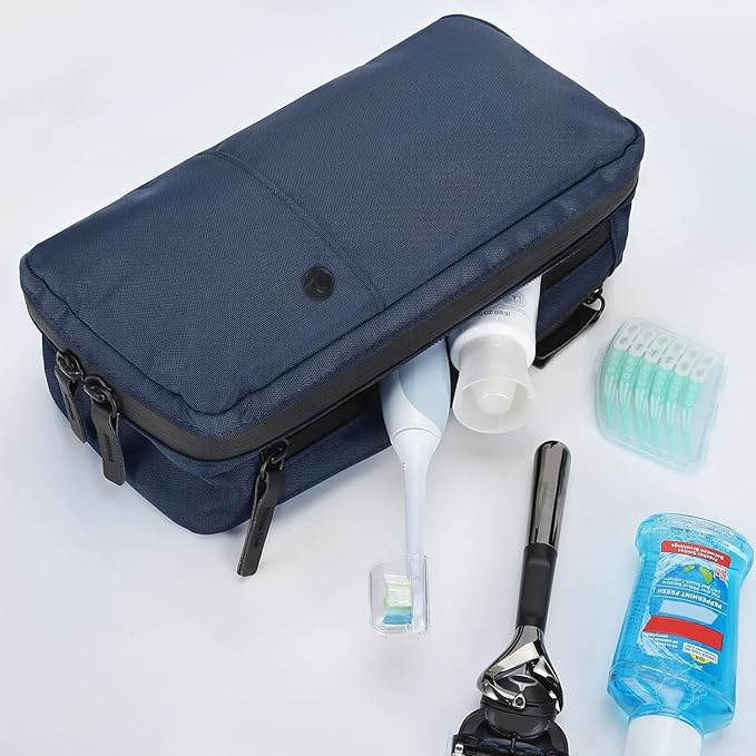 Purevave Compact Mens Toiletry Travel Bag Hanging, Mens Dopp Kit for Travel Waterproof, Wash Pouch Blue
