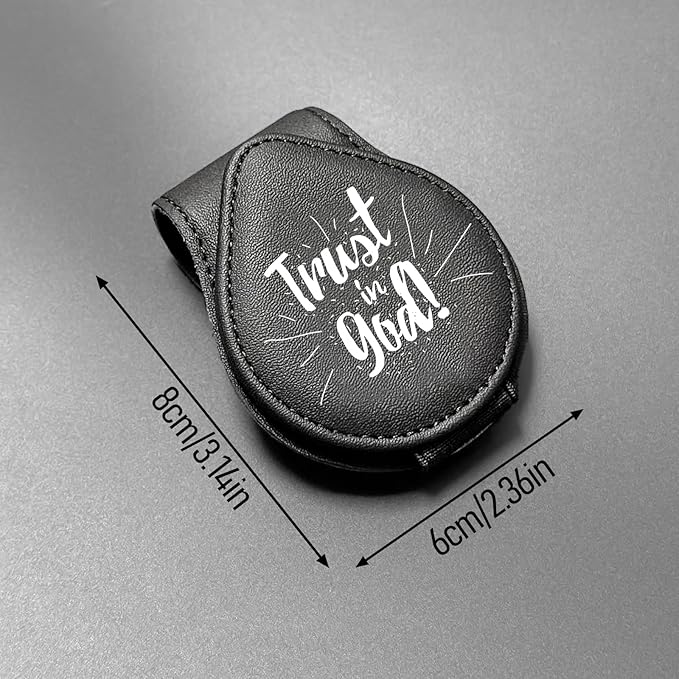 Trust in god - Car Sunglass Holder, Magnetic Leather Eyeglass Hanger Mount Clip Holder for Car Visor Accessories