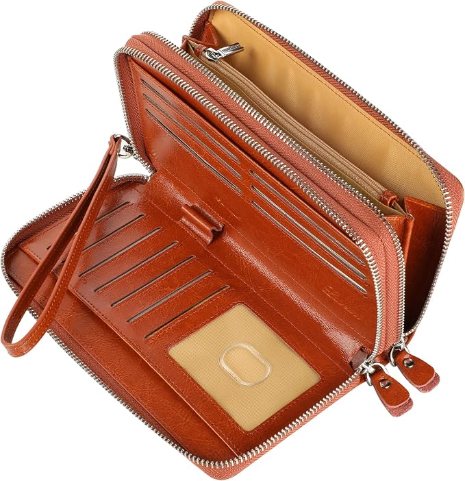 Lavemi Small Compact Women Wallet RFID Blocking Genuine Leather Bifold Purse with ID Windows