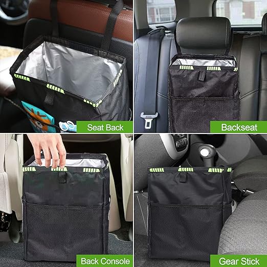 Car Trash Can, Car Trash Bag Hanging, 3.5 Gallons Ultra Large Capacity Organizer and Storage with Adjustable Straps, Leakproof Lining (Pack of 3)
