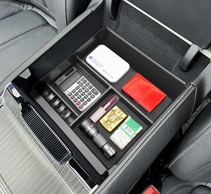 Center Console Organizer for 2022-2026 Jeep Wagoneer/L & Select Grand Wagoneer/L Accessories, Armrest Storage Box Insert Tray with Coin Slot (NOT For Wagoneer S)