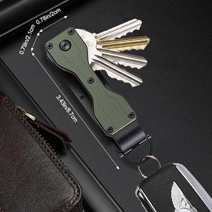 Compact Metal Key Organizer Minimalist Key Holder Secures 1-5 Keys | Durable solid metal key case, slim pocket design, safely holds up to 5 keys, lightweight portable daily keychain accessory