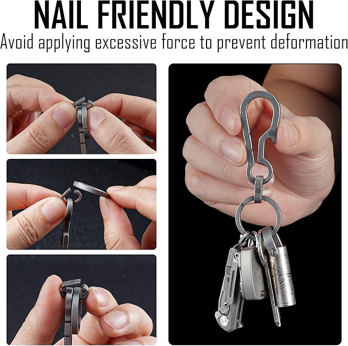 KeyUnity KM01 Titanium EDC Keychain Clip with Bottle Opener, Quick Release Carabiner Key Ring Holder for Men