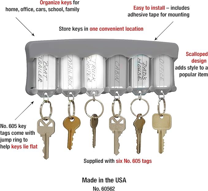 Lucky Line Key Tag Rack, Pack of 6, Clear (60562)
