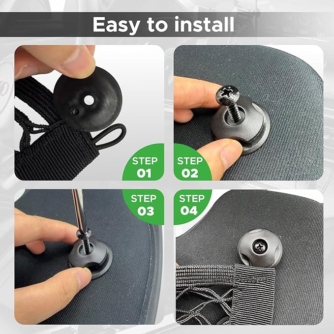 2 Pcs Small Cargo Net - Car Storage Organizer with Elastic Pocket - Trunk/Boat/Home Storage Mesh w/Screws/Hooks