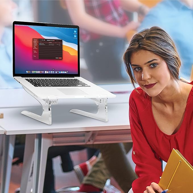 Mammoth DuraClear Acrylic Laptop Stand - Ergonomic 6" Riser, Ventilated Design, Fits up to 21" Laptops - Clear Acrylic Computer Stand Accessory for Workstations