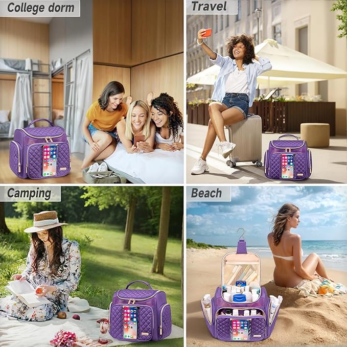 Tealari Large Toiletry Bag for Women Men,Bathroom Bag,Water Resistant Shower Bag,Makeup Bag,Portable Shower Caddy for College Dorm,Hanging Travel Toiletry Bag with Transparent Waterproof Phone Pocket