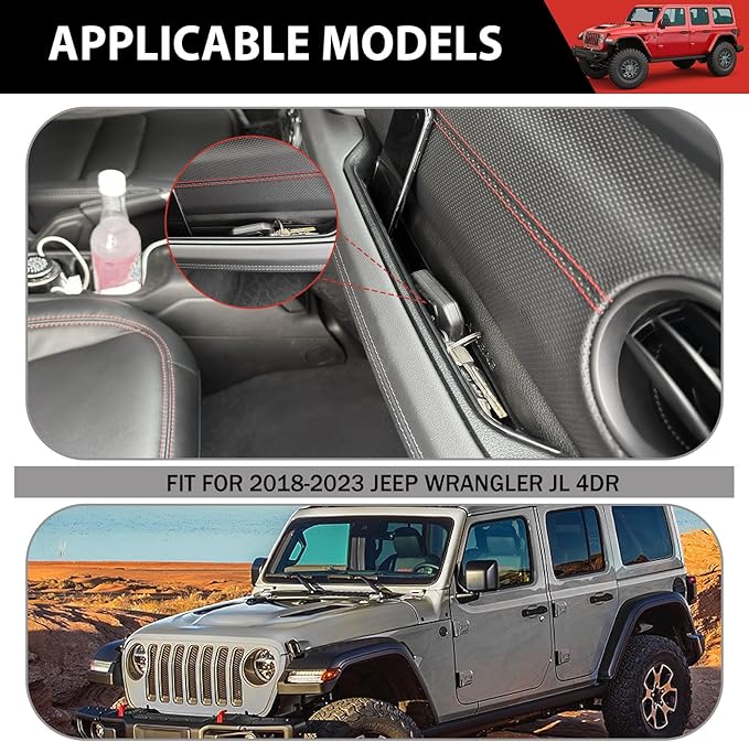 Grab Bar Tray Fit for 2018-2023 Jeep Wrangler JL JLU 4XE/Gladiator JT Storage Bin Handle Organizer Grab Handle Box Passenger Side Grabtray for Wrangler&Gladiator Accessories(18-23 Grab Bar Tray)