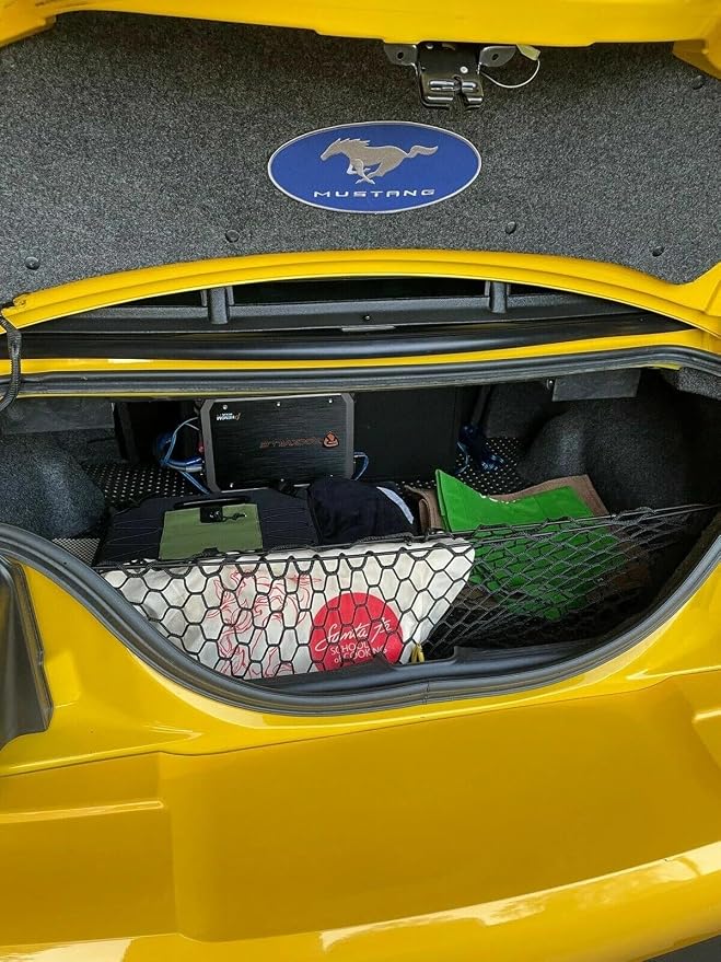 Trunk Organizer Cargo Net for Ford Mustang 2001-2004 – Envelope Style Cargo Net for Coupe – Premium Mesh Elastic Car Trunk Organizer Vehicle Carrier Storage – Compatible with Mustang