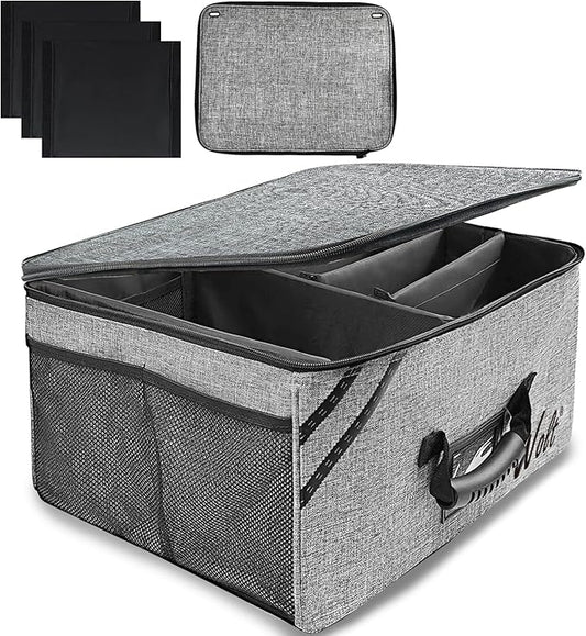 WOLT Car Trunk Organizer with Lid, Collapsible Multi Compartment SUV Organizer with Non-Slip Base Adjustable Straps