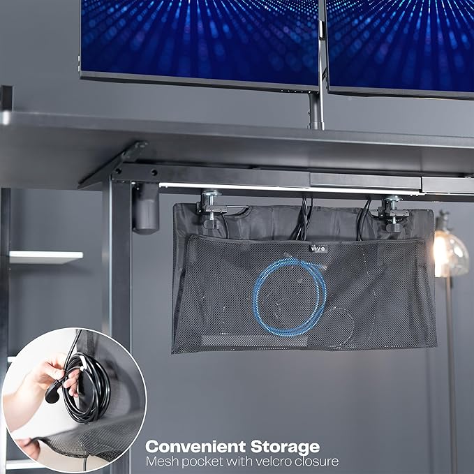 VIVO 30 Inch Clamp-on Privacy and Cable Management Organizer Sleeve, Wire Hider Kit Panel System, Desk Skirt, Black, DESK-SKIRT-30P