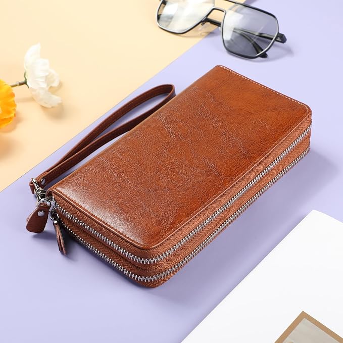 Lavemi Small Compact Women Wallet RFID Blocking Genuine Leather Bifold Purse with ID Windows