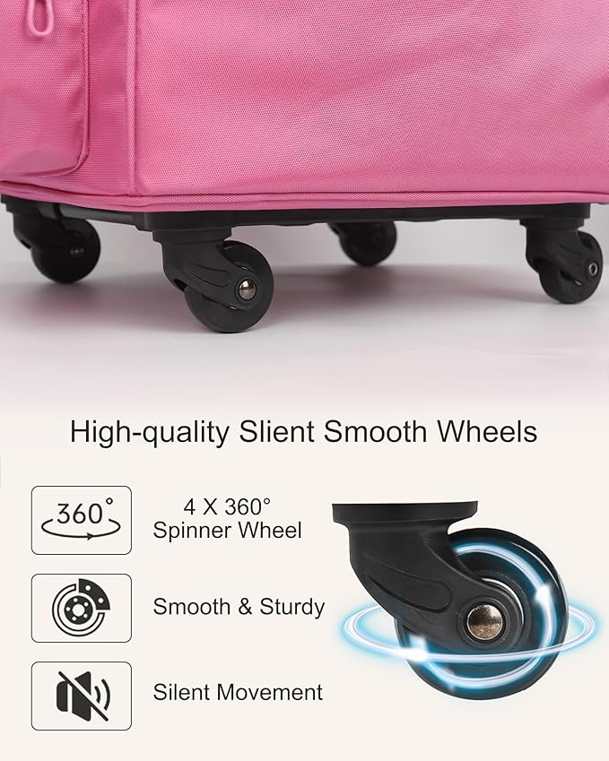 Relavel Rolling Makeup Train Case, Hairstylist Traveling Bag with 4 Wheels, Heat Insulation Full Layer, Adjustable Dividers, Hair Tools and Cosmetics Storage Organizer Trolley Suitcase, Rose Pink