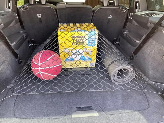 Trunk Organizer Cargo Net for Volvo XC90 2003-2026 – Floor Style Cargo Net for SUV – Premium Mesh Elastic Car Trunk Organizer Vehicle Carrier Storage – Compatible with XC90