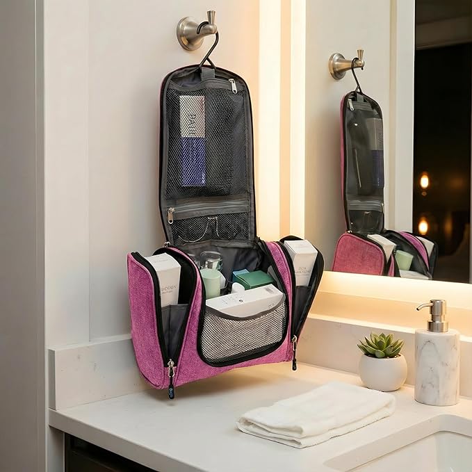 Bago Travel Toiletry Bag for Women and Men X-Large Waterproof Hanging Large Toiletry Bag for Bathroom and Travel Bag for Toiletries Organizer - Makeup Bag (SnowPink)