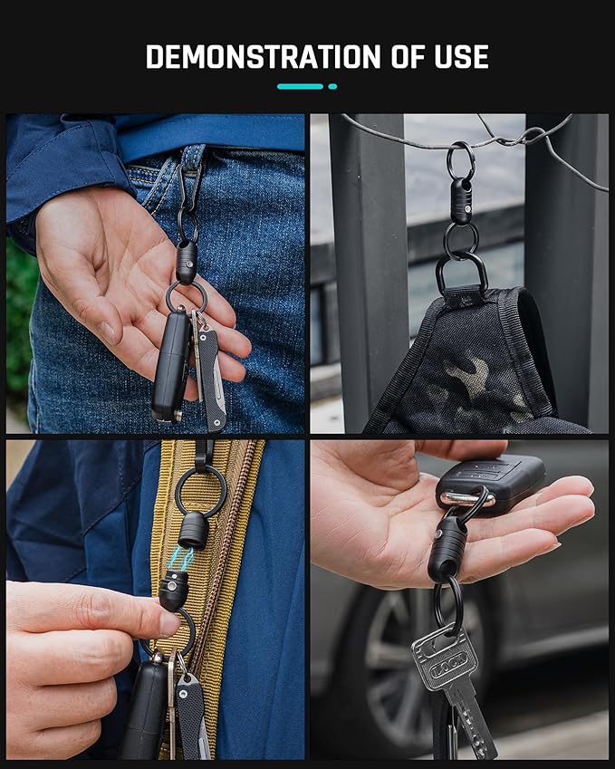 TISUR Magnetic Quick Release Keychain,Titanium Detachable Key Chain Rings Holder Connector for Men Car Keys