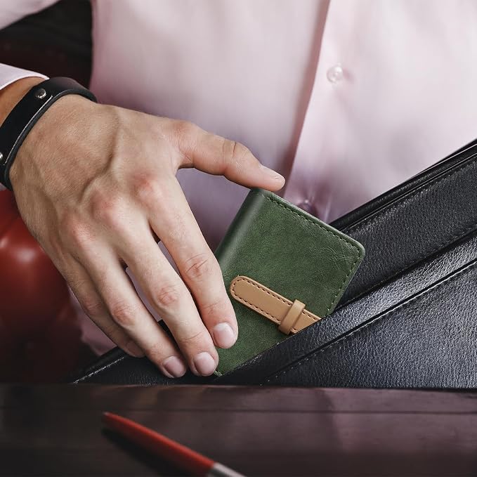 Credit Card Holder with 26 Suitable Slot, ID Card Case PU Leather Wallet for Women Men Business Organiser Pocket (Green)