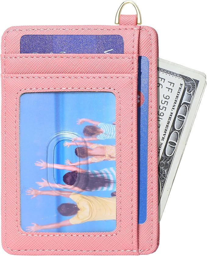 Badiya Credit Card Holder Slim Minimalist Wallet, Front Pocket Purse RFID Blocking Wallet Compact Card Case with ID Window for Women & Men
