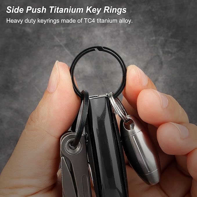 Titanium Key Rings Heavy Duty Side Push Split Key Chain Rings for Key Carabiner Quick Release Keychain