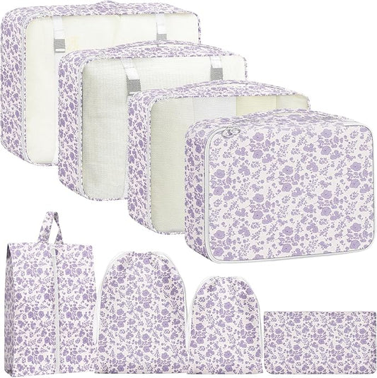 Packing Cubes for Travel - 8 Set Luggage Organizer Bags for Family, Mesh Breathable Packing Cubes for Suitcases Durable Travel Essentials Bags Set