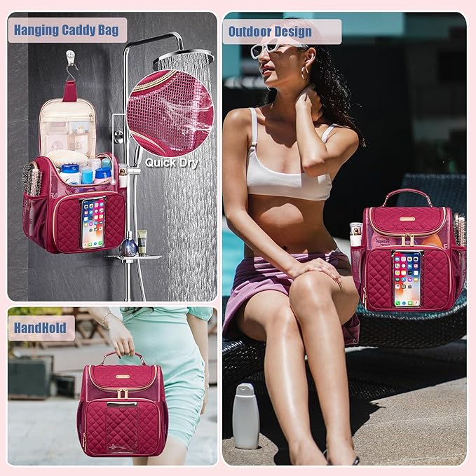Otevan Large Toiletry Bag for Women Men,Portable Shower Caddy For College Dorms,Gym Shower Bag for Women, Quick Dry Hanging Toiletry Bag Bathroom Accessories Bag for Traveling, Camping Essentials