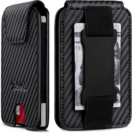 Zitahli Slim Wallet for Men Front Pocket – Thin Minimalist Credit Card Holder with Magnetic Closure & Elastic Cash Strap, RFID Blocking Wallet Holds up to 10 Cards & 15 Bills