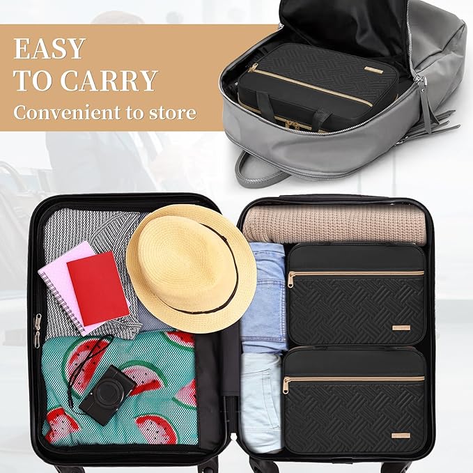 Travel Toiletry Bag for Women & Men Water Resistant Makeup Bag with Hanging Hook Portable Travel Organizer for Travel Accessories, Travel-Sized Shampoo, Toiletries (Large-Black)