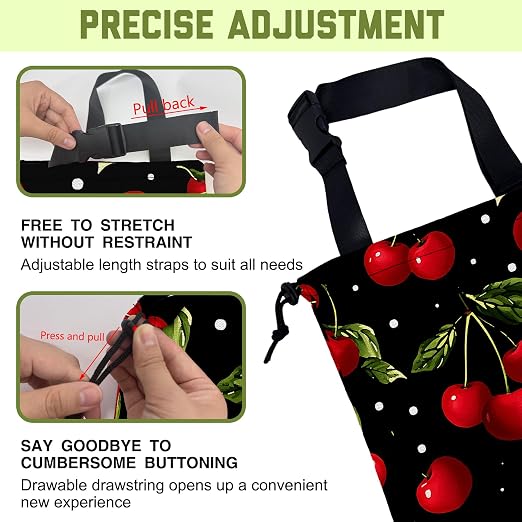 Car Garbage Bag Red Cherry Drawstring Car Trash Bag Hanging for Back Seat with Adjustable Buckle Canvas Vehicle Trash Can Easy-to-Install for Car Accessories Vehicle Travelling Camping