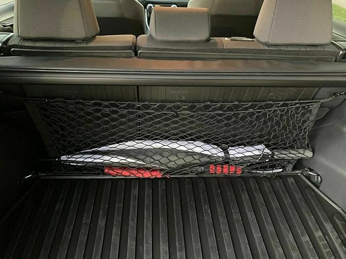 Rear Trunk Seats Organizer Cargo Net for Toyota RAV4 2019–2025 – Envelope Style Cargo Net for SUV – Premium Mesh Elastic Car Trunk Organizer Vehicle Carrier Storage – Compatible with RAV4