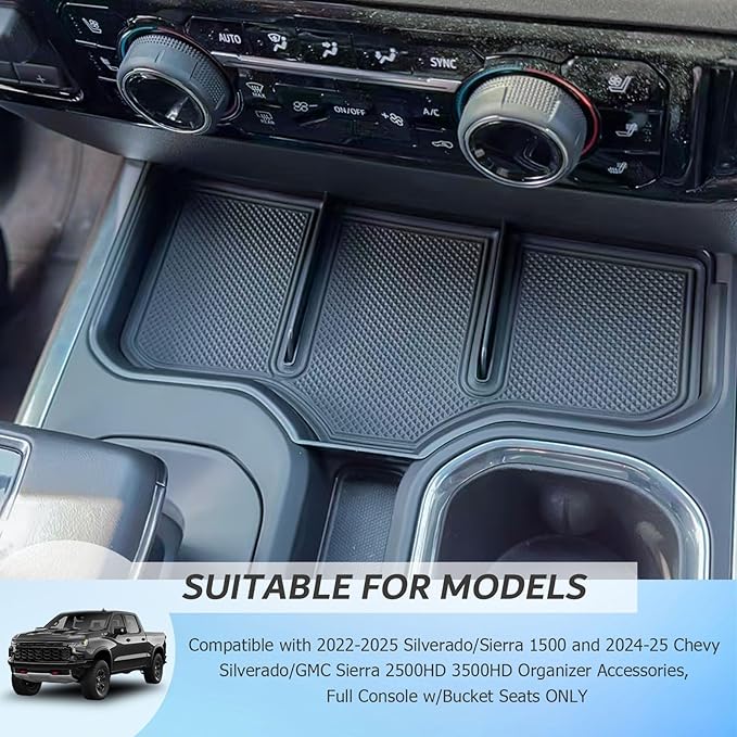 EDBETOS Center Console Organizer Compatible with 2023 2024 2025 Chevy Silverado 1500 Accessories Middle Insert Tray - Full Console w/Bucket Seats ONLY