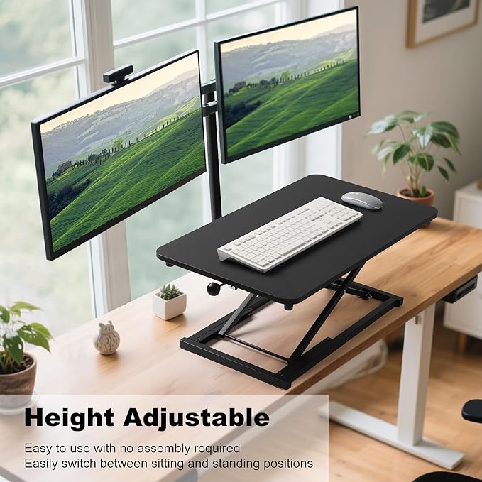 Standing Desk Converter Adjustable Height,Keyboard Riser for Stand Up Desk Riser,Computer Keyboard Stand for Desktop,Ergonomic Sit Stand Computer Workstations Black Size 23.6 Inch