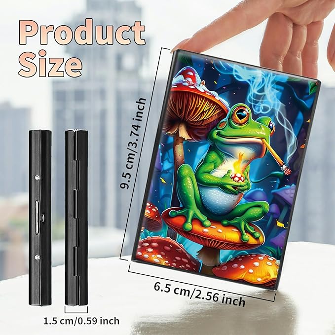 Slim Credit Card Holder, Frog Smoke RFID Blocking Metal Wallet for Men & Women, Aluminum Minimalist Hard Case Pocket-Sized Business Cards Organizer (Fits Up to 10 Cards)
