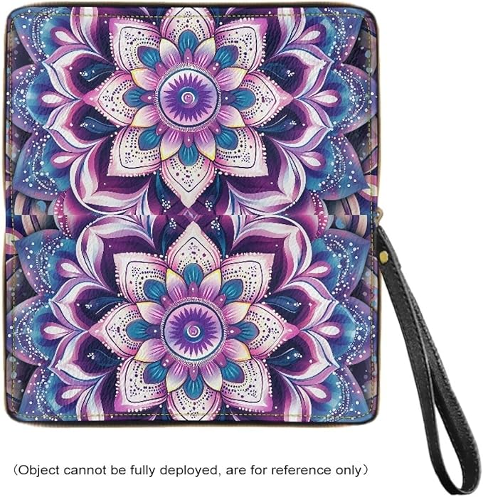 Bulopur Boho Mandala Womens Wallet Wristlet PU Leather Purple Floral Clutch Purses for Ladies Waterproof Phone Holder Zip Around