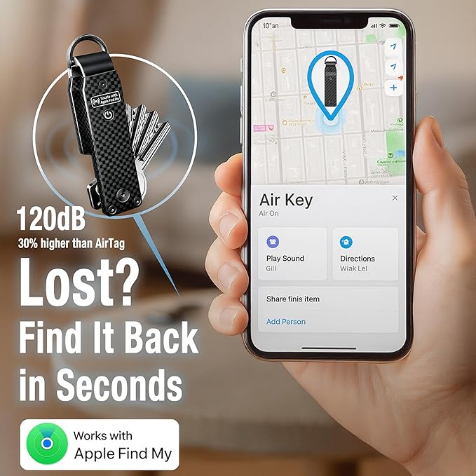 Richboyz Air Keychain for Outdoor Enthusiasts: Lightweight Aluminum GPS Tracker Key Holder for Men & Women