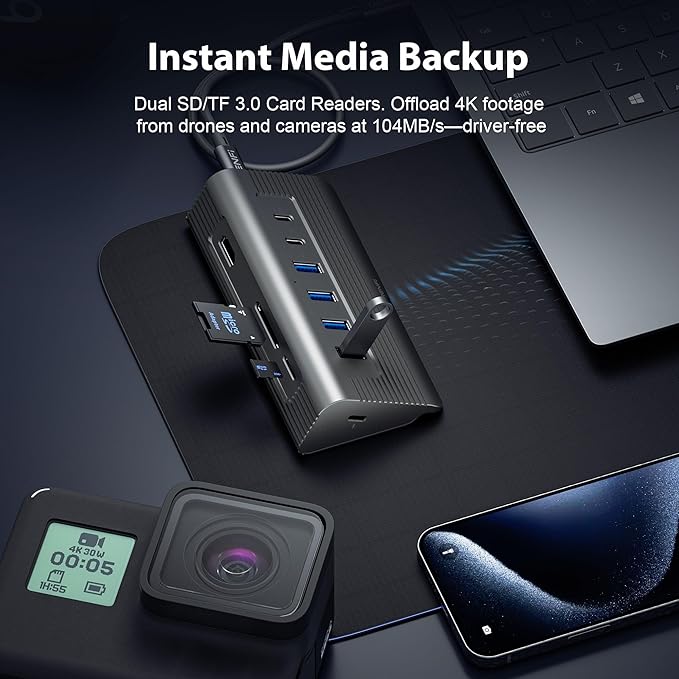USB C Hub 10-in-1 Detachable Cable, USB 3.2 Gen2 10Gbps ??4K 60Hz HDMI, 100W PD, SD/Micro SD ??Docking Station for MacBook Pro/Air M1-M5, Windows Laptop, Mac mini, iPad Pro (Space Gray)
