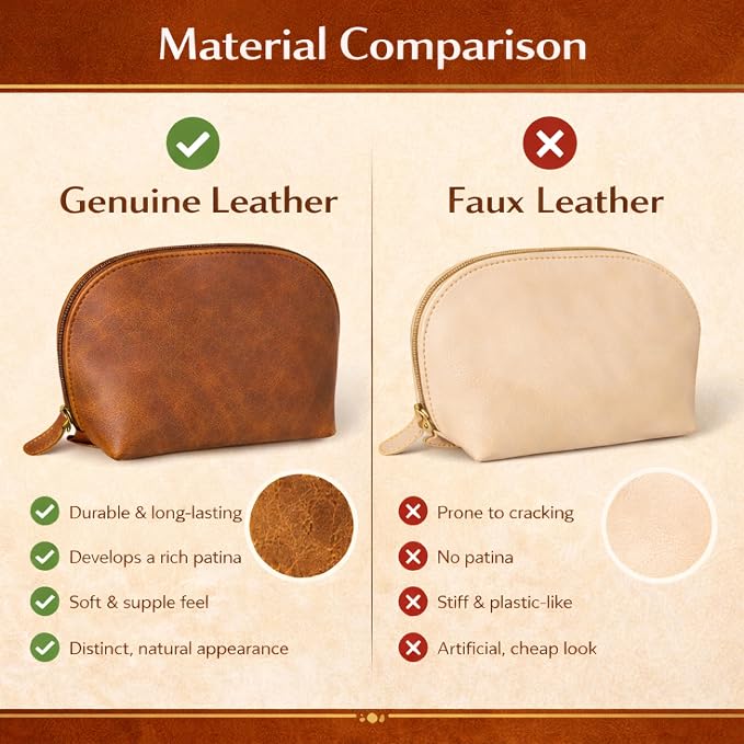 Genuine Leather Toiletry Bag for Men & Women, Leather Makeup Bag, Travel Dopp Kit Organizer with YKK Zipper, Handmade Cosmetics Case for Toiletries & Makeup (9 x 6 x 4 Inch) Tan